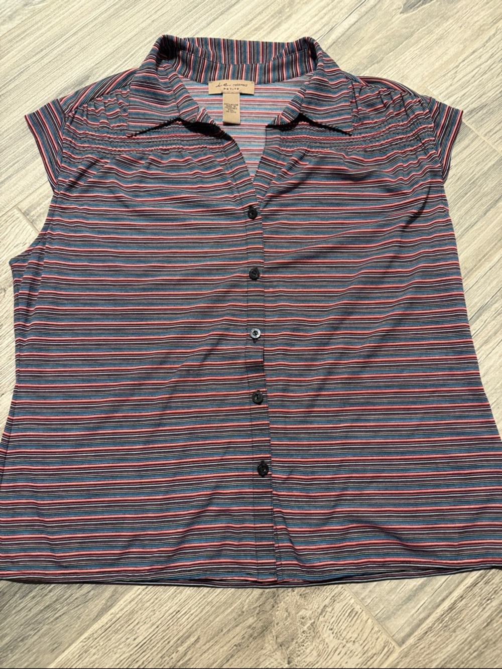Y2k I.e. Relaxed brand Striped Button-Down Cap Sleeve Top
